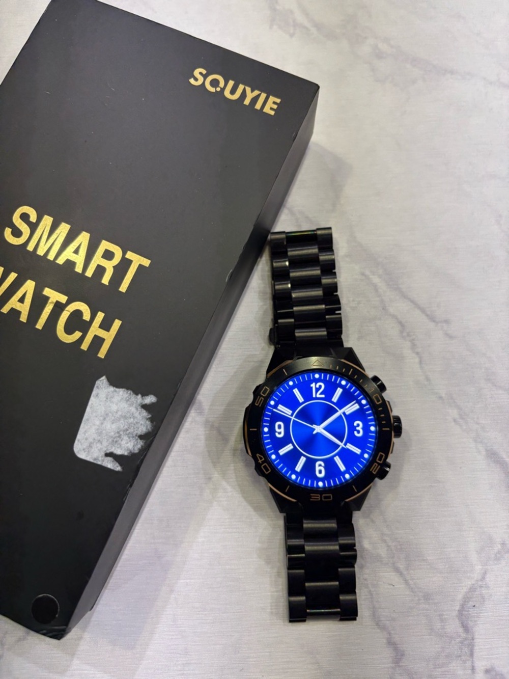 Squyie Smart Watch in Black with Blue Display